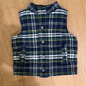 Janie and Jack Navy and Green Plaid Vest